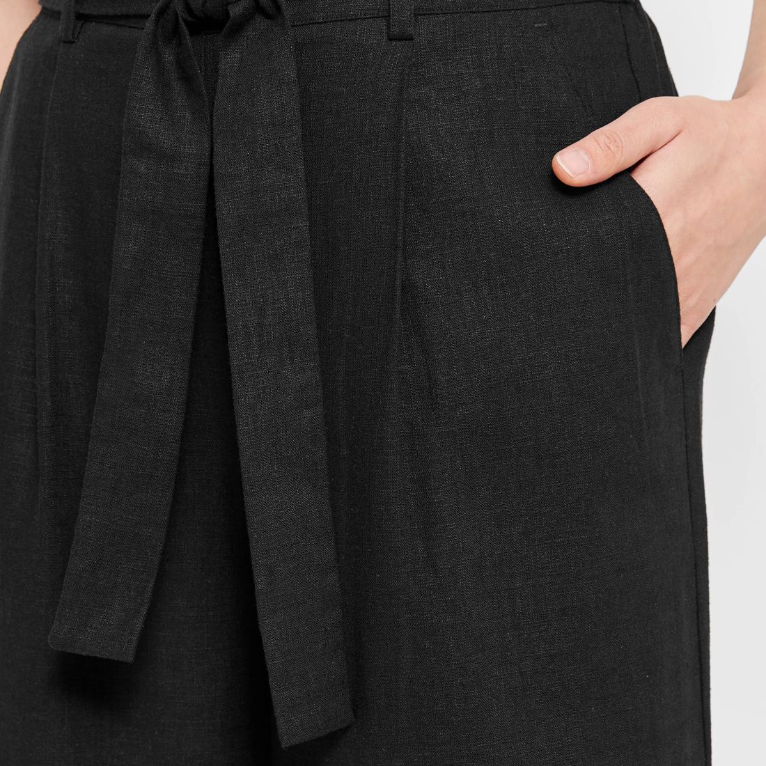 Linen Blend Wide Leg Culotte Pants - Black | Target Australia