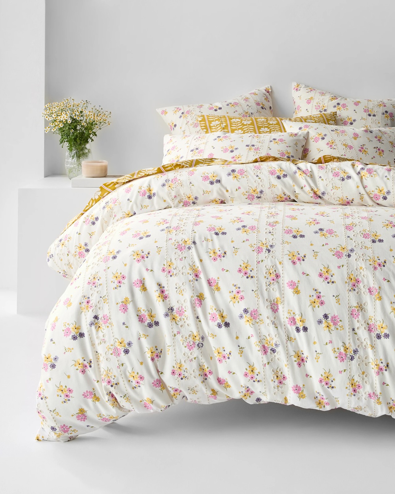 Dahlia Floral Embroidered Quit Cover Set 2 of 5