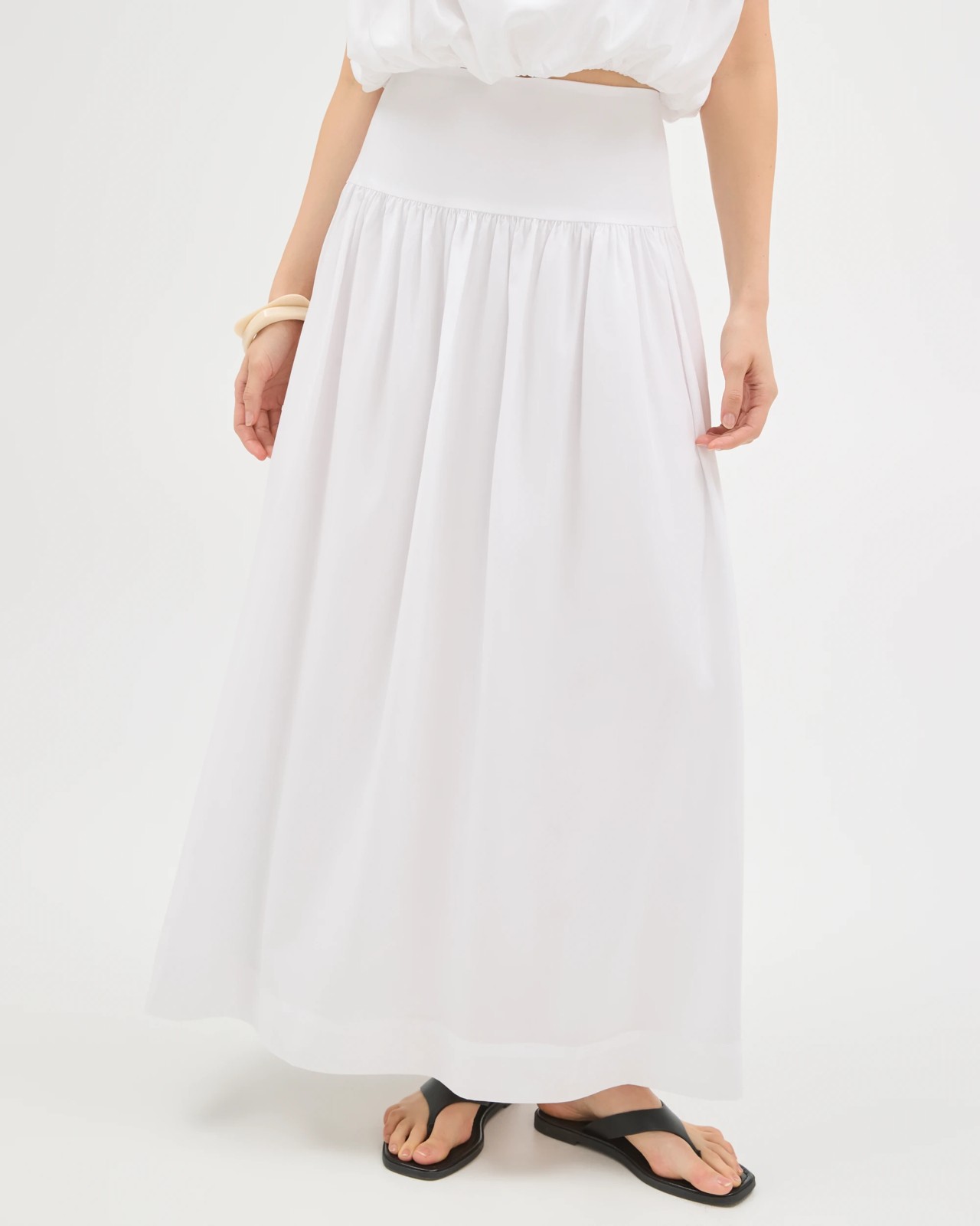 Lily Loves Lyocell A-Line Maxi Skirt - White 2 of 6