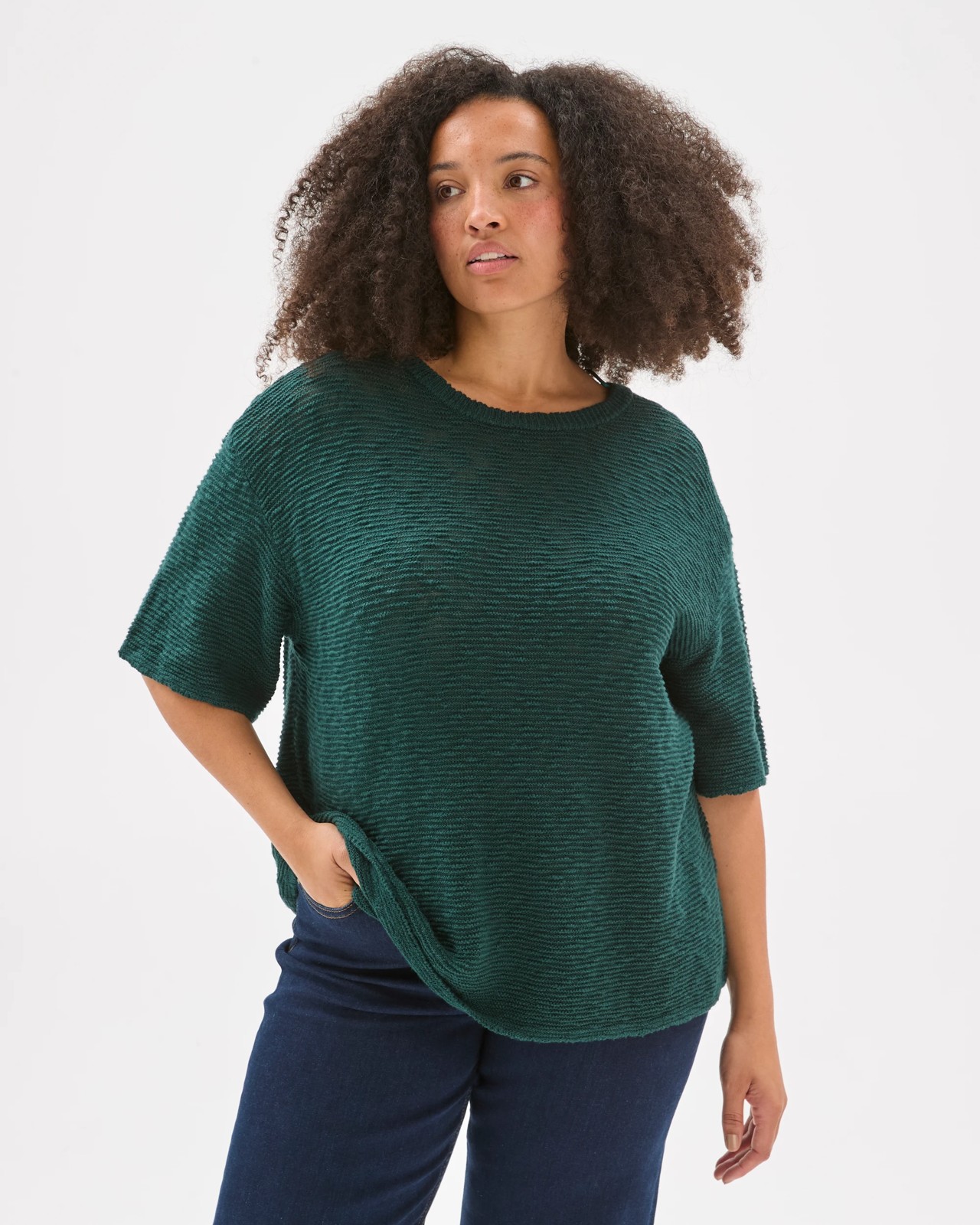 Plus Size Australian Cotton Links Slub T-Shirt - Deep Green 5 of 6