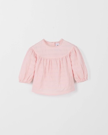 Baby Long Sleeve Textured Woven Blouse