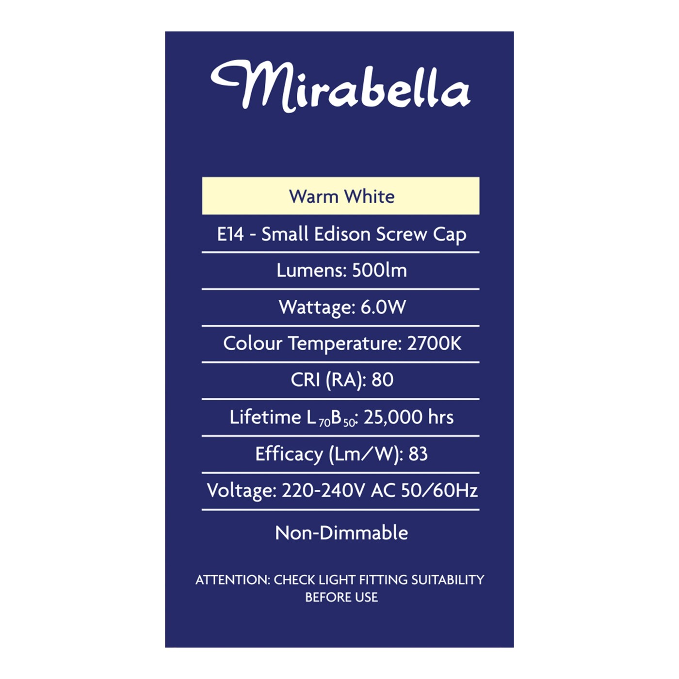 Mirabella LED R50 SES 6W 470LM 2700K - Warm White 3 of 5