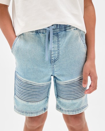 Knee Length Denim Biker Shorts