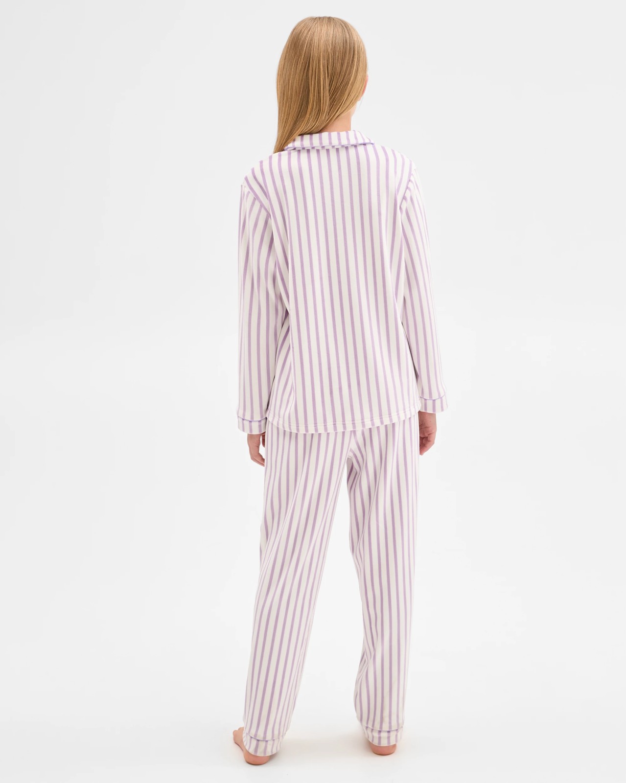 Older Girls Top & Pants Fleece Pyjama Set - Stripe 4 of 6