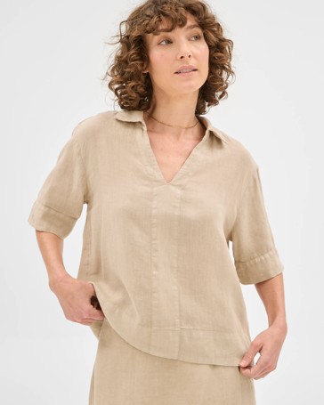 European Linen Popover Top