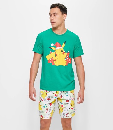 Unisex Adult Family Matching Christmas Pokemon Cotton Pyjama Set