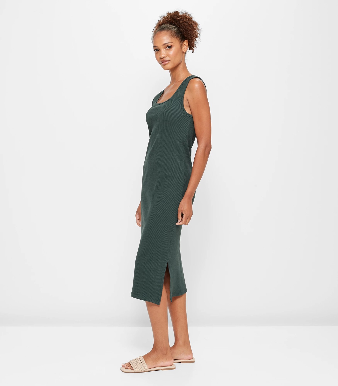 Square Neck Rib Midi Dress | Target Australia