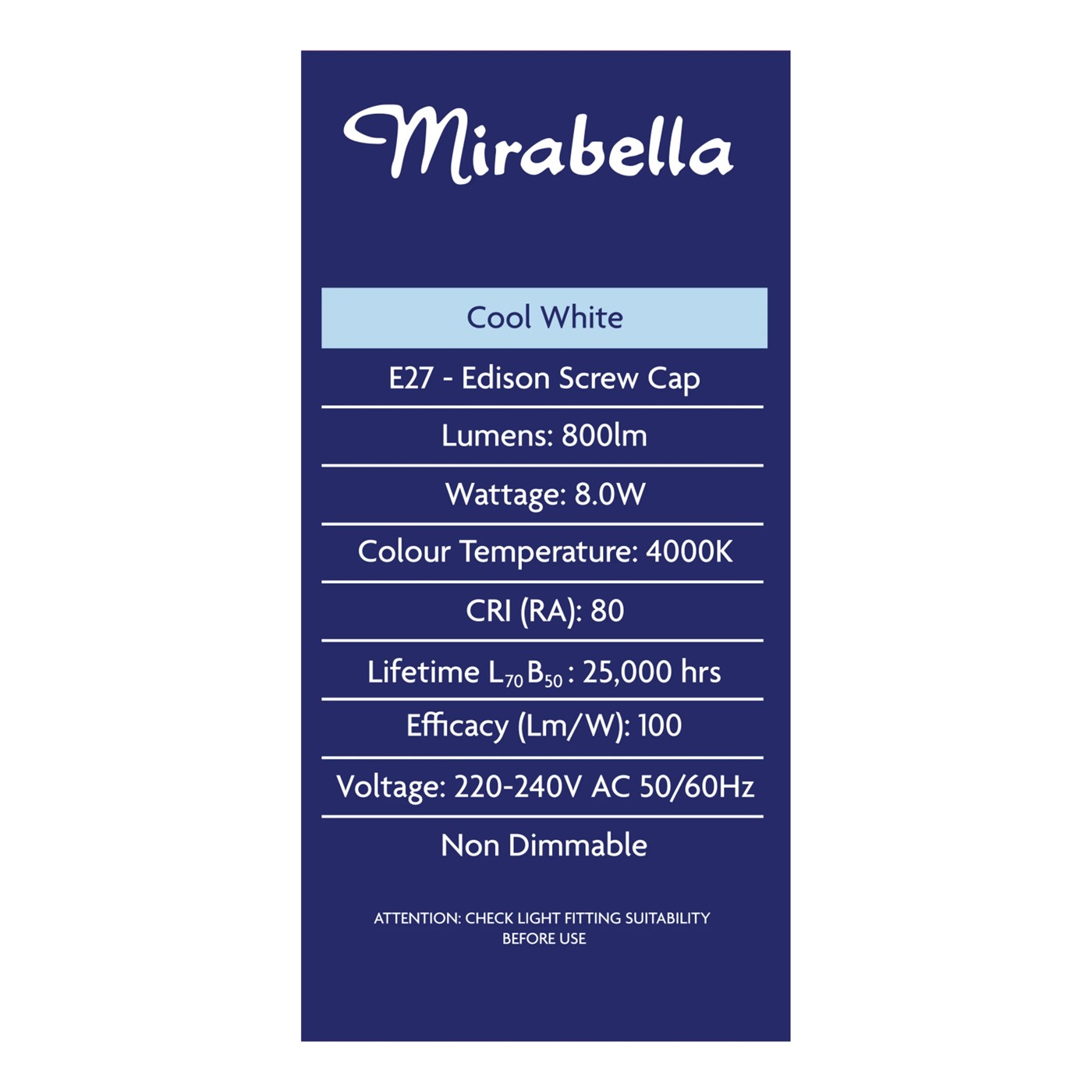Mirabella E27 9W LED Cool White GLS Everyday Globe 4 of 6