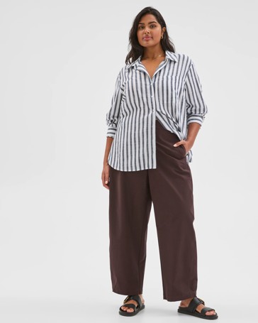 Plus Size Long Sleeve Slub Shirt