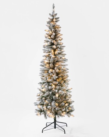 Anko 2.13m (7ft) Flocked Slender Prelit Christmas Tree