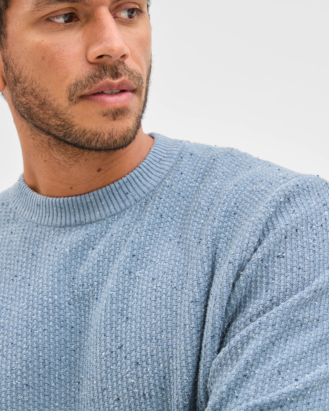 Australian Cotton Lightweight Tuck Knit Sweater - Blue 4 of 6