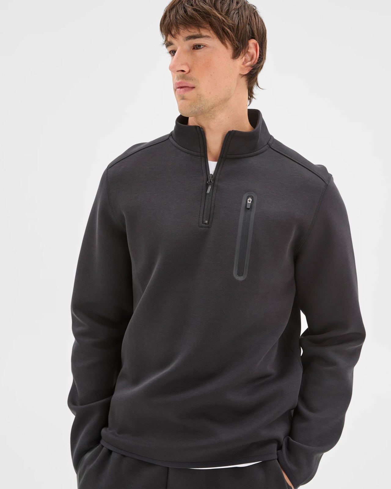 Active Australian Cotton Blend Tech Quarter Zip Jumper - Black 3 of 6