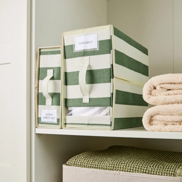 Anko Linen Look Bed Linen Box - Large, Green Stripe