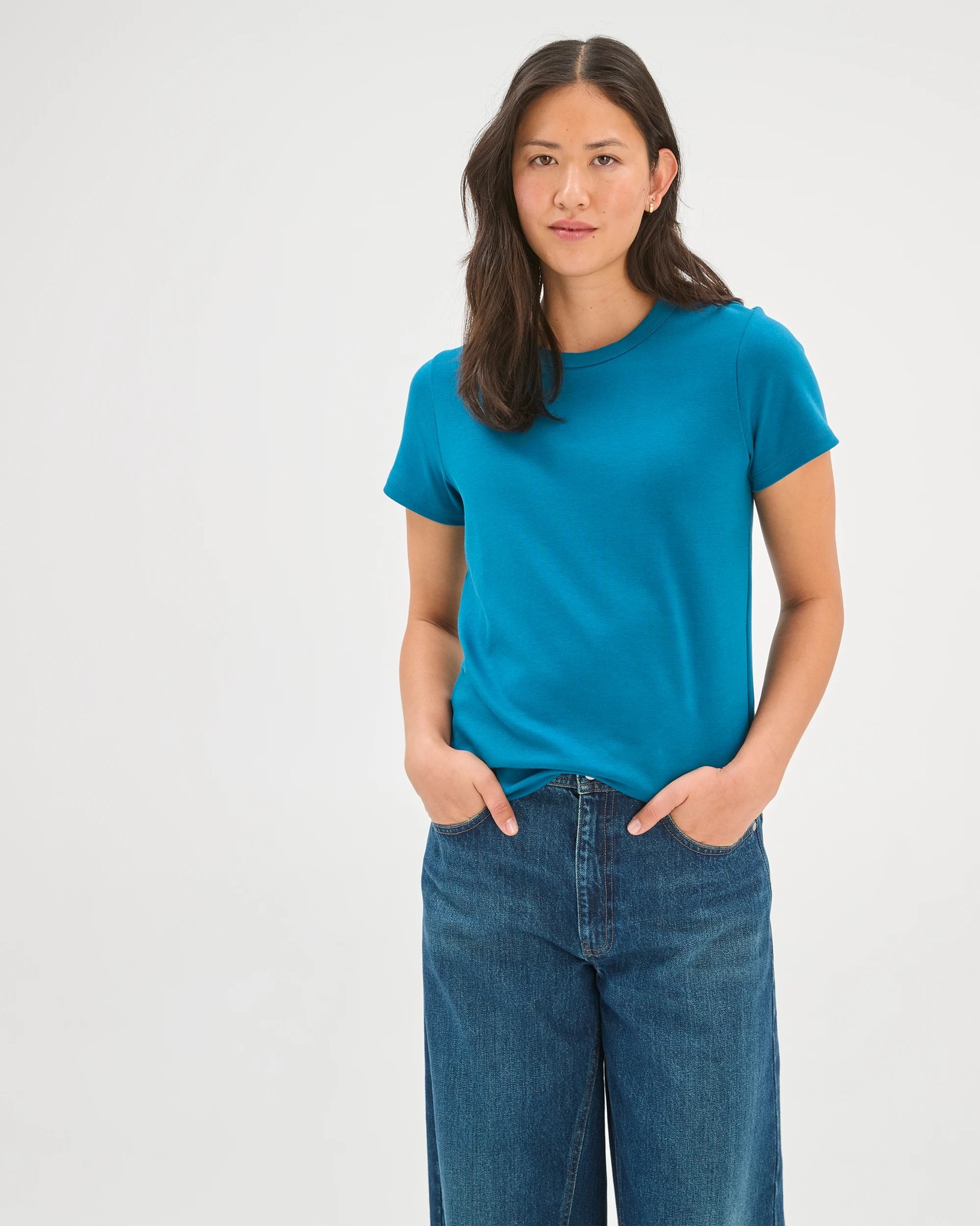Australian Cotton Interlock Neat T-Shirt  - Ocean Storm 3 of 5