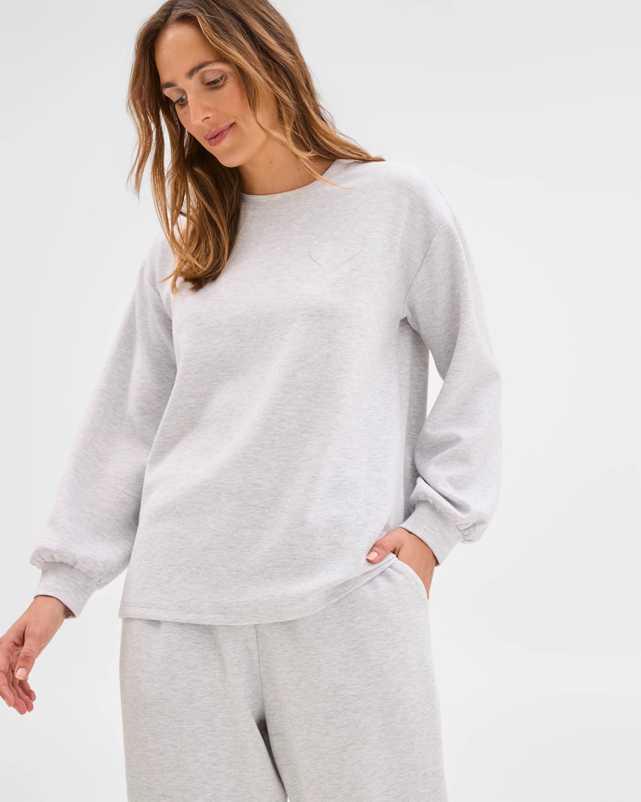 Long Sleeve Crew Sleep Sweatshirt - Grey Marle 5 of 6