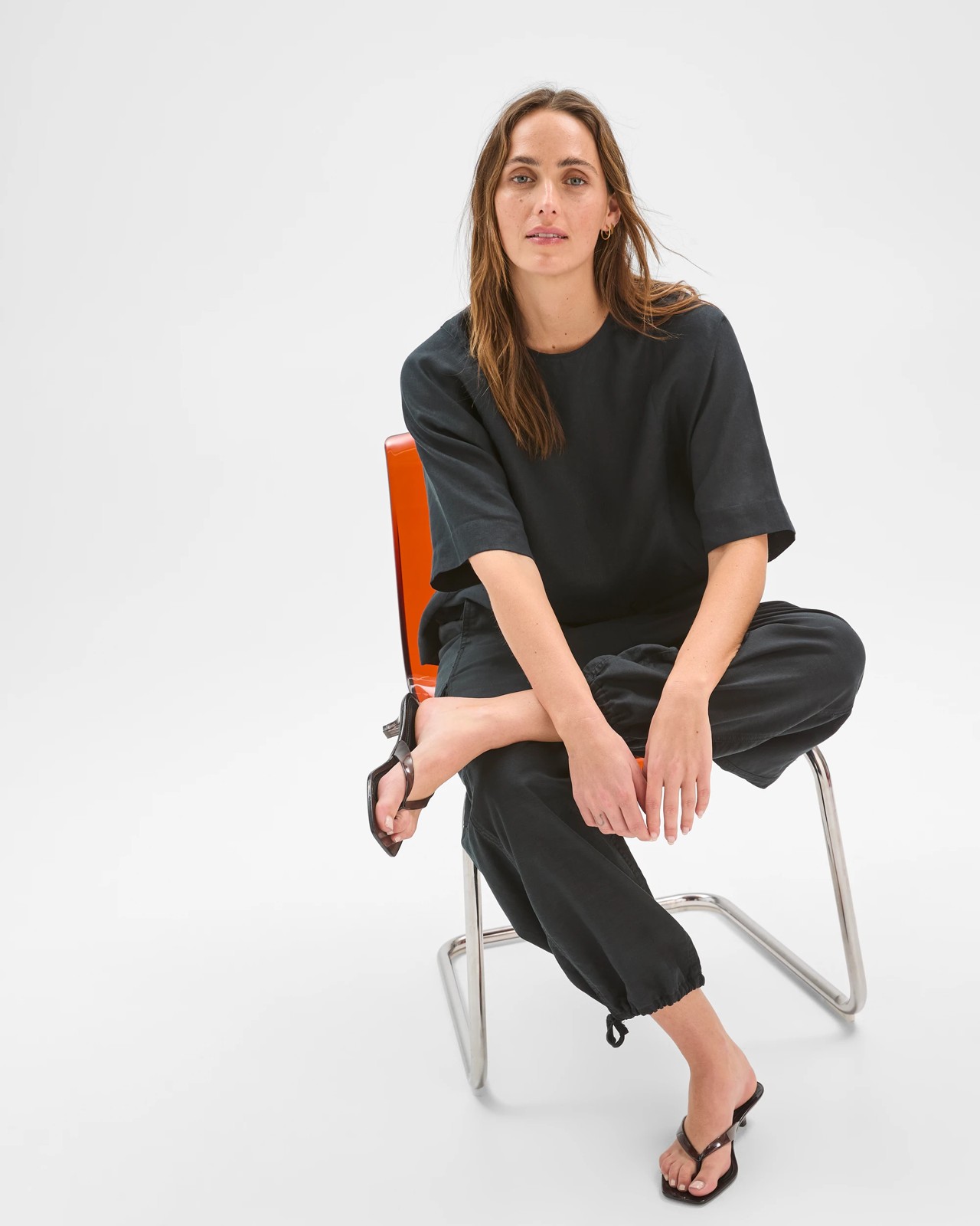 Slub Cargo Pull On Pants - Black 5 of 5