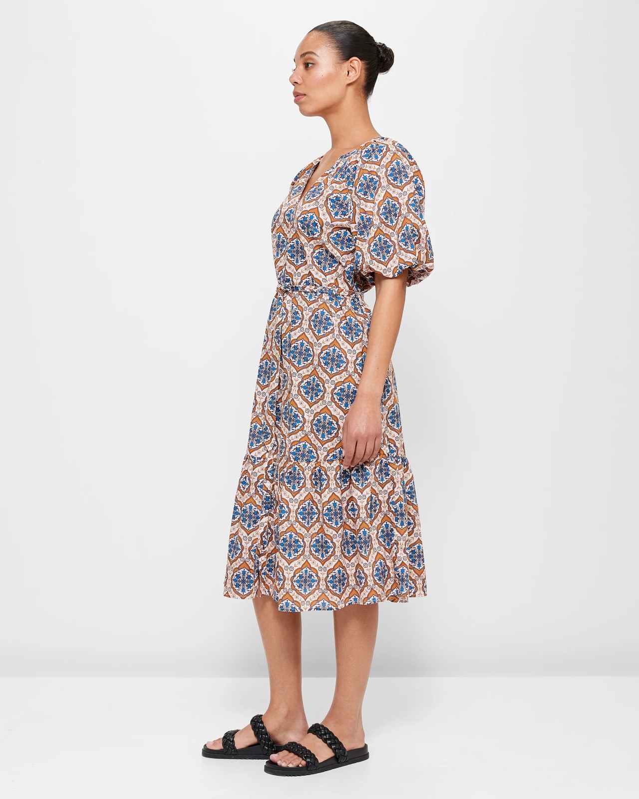 Puff Sleeve Button Through Dress 3 of 5