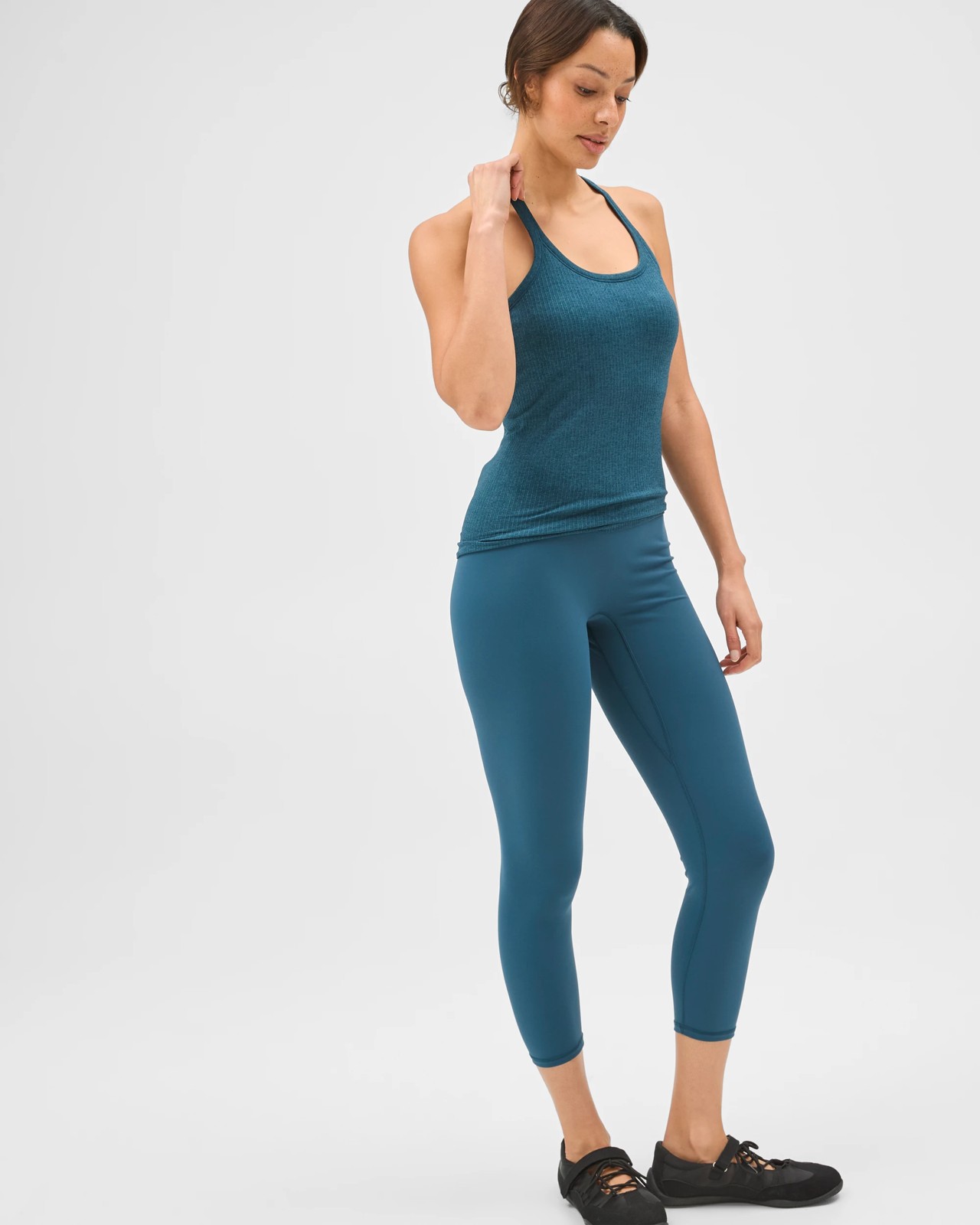 Active Studio Soft 7/8 Length Yoga Tights - Petrol 3 of 5