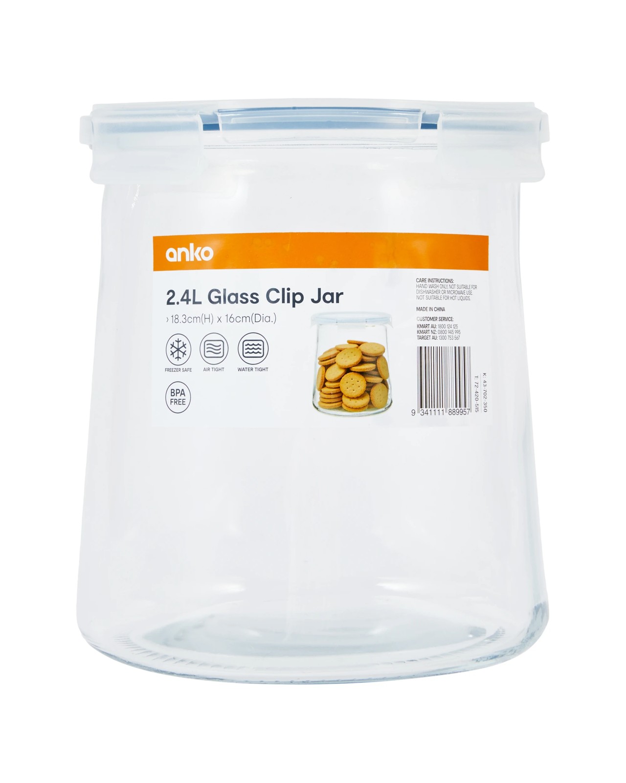 Anko 2.4L Glass Clip Jar 3 of 3