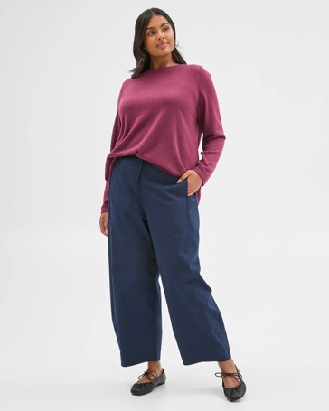 Plus Size Long Sleeve Curve Hem Rib Jumper