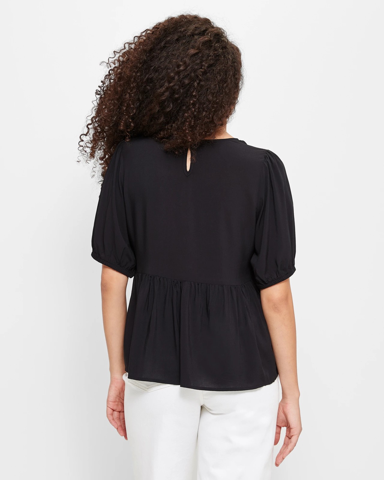 Puff Sleeve Peplum Tiered Blouse 4 of 5