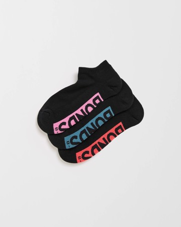 Bonds 3 Pack Logo Low Cut Socks