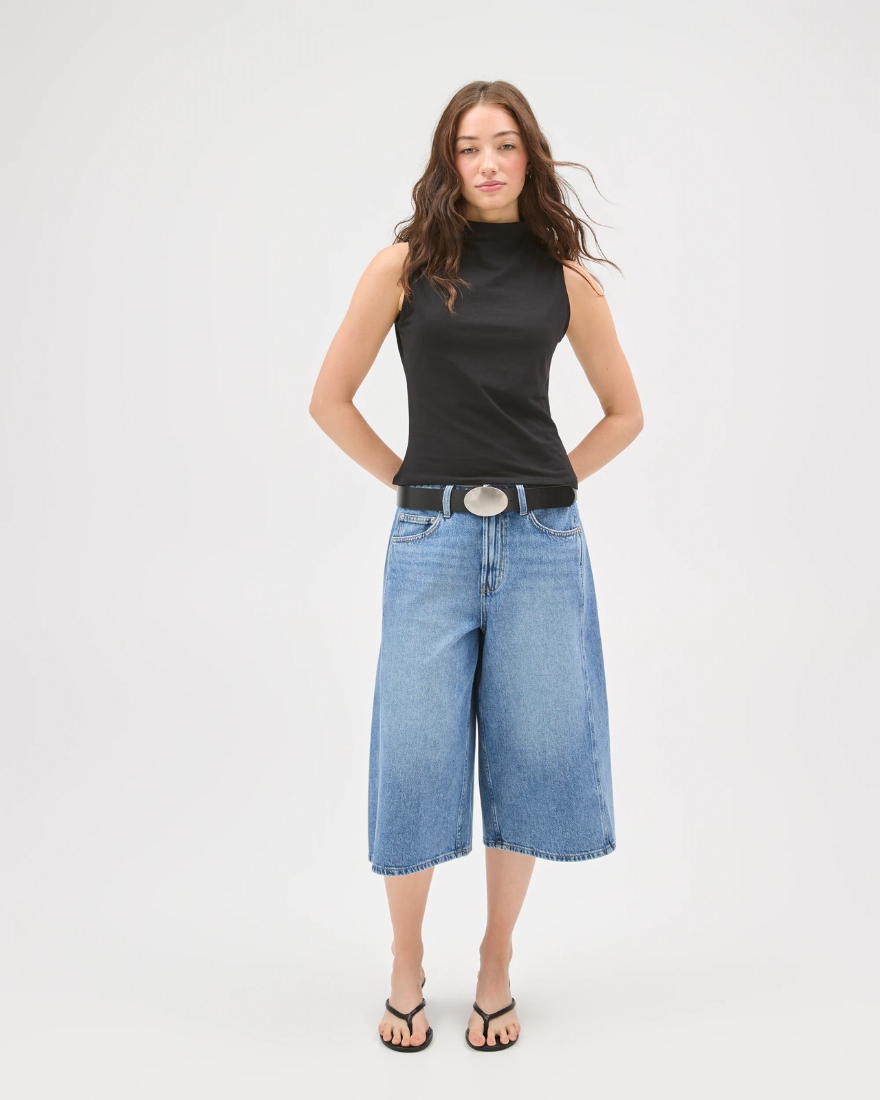 Lily Loves Australian Cotton Blend Mock Neck Tank  - True Black 2 of 5