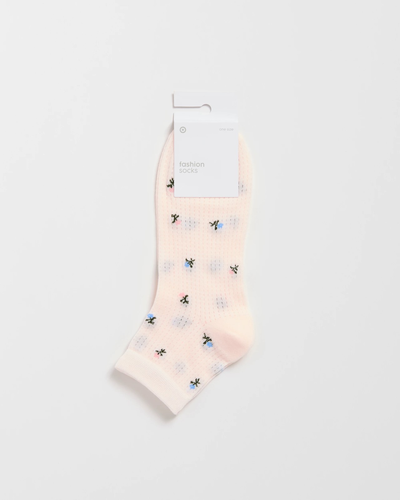 Australian Cotton Blend Floral Pointelle Quarter Crew Socks - Pink 3 of 3