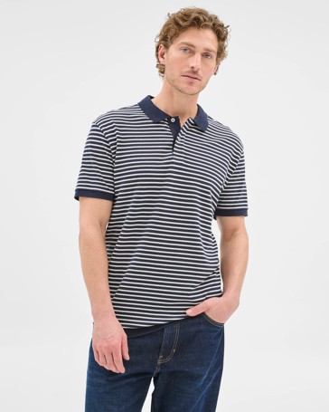 Australian Cotton Blend Stripe Polo Top