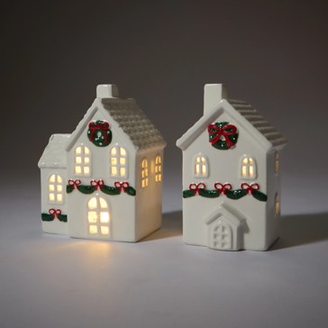 Anko 2 Pack Light Up Ceramic Houses