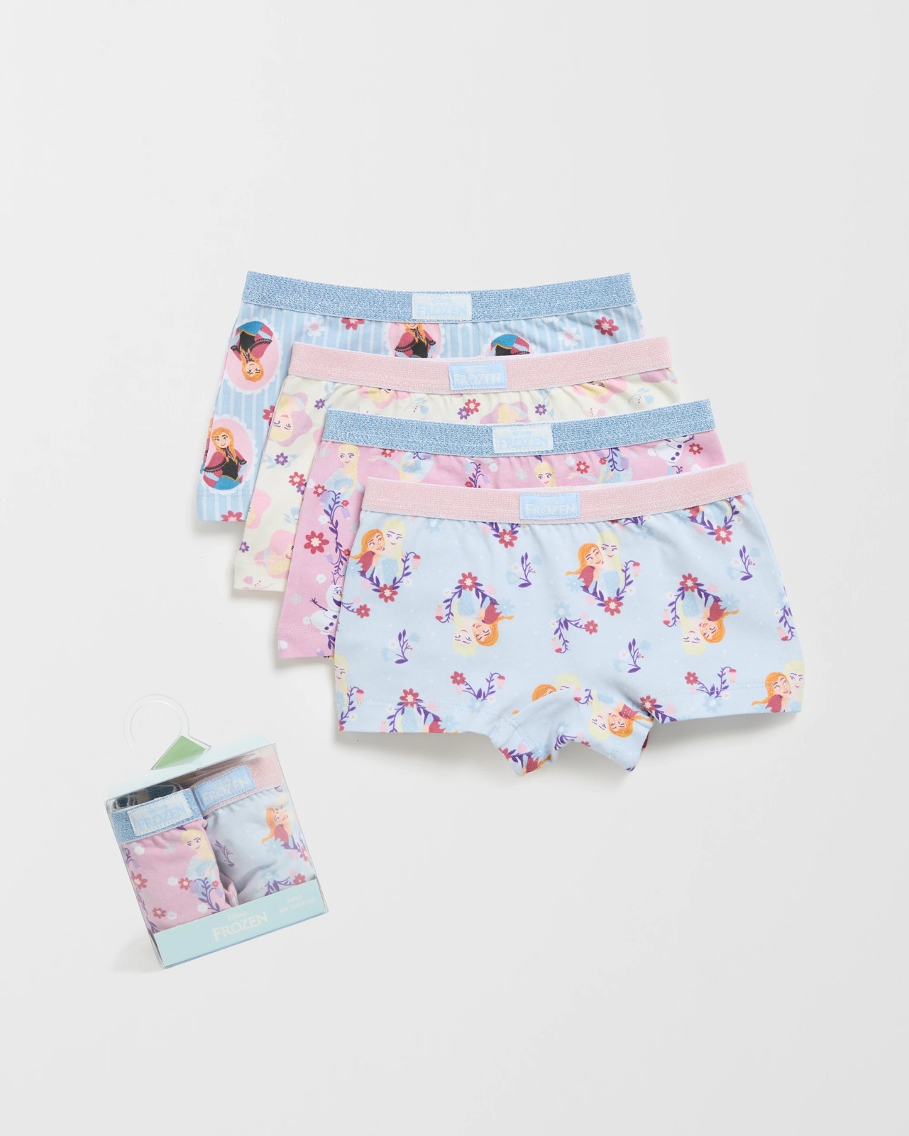 Licensed Disney Frozen Australian Cotton 4 Pack Younger Girls Shorties 2 of 2