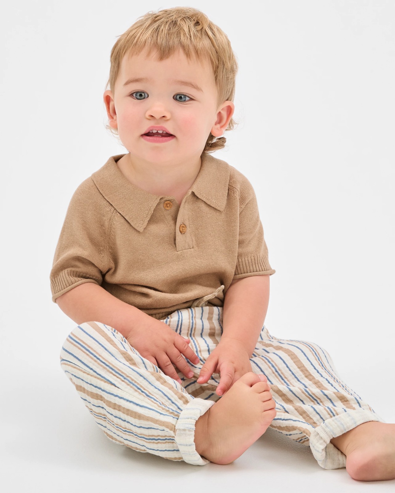 Baby True Knit Polo Top - Taupe 3 of 5