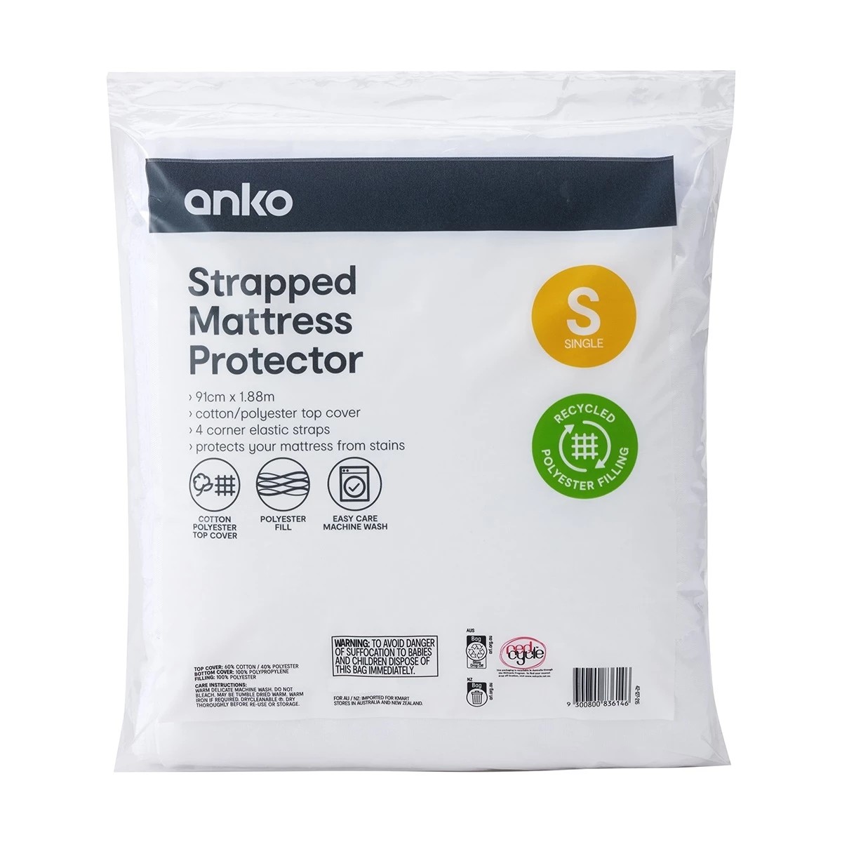 Strapped Mattress Protector, Single Bed - Anko | Target Australia