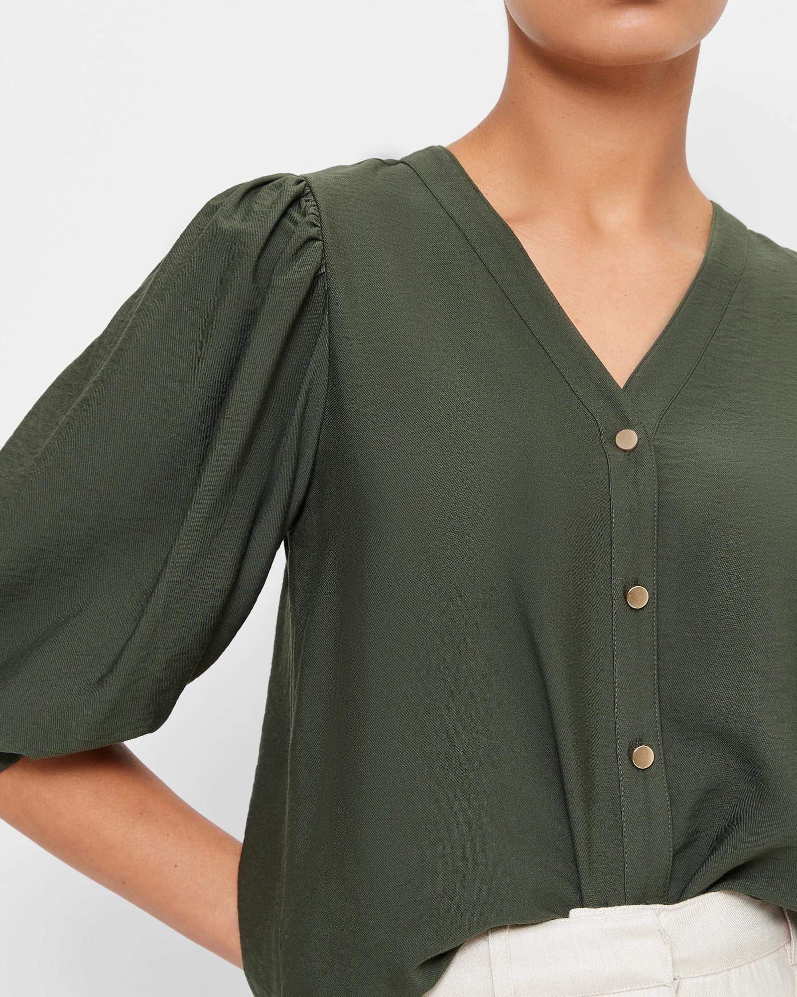 Balloon Sleeve Button Through Blouse - Preview | Target Australia