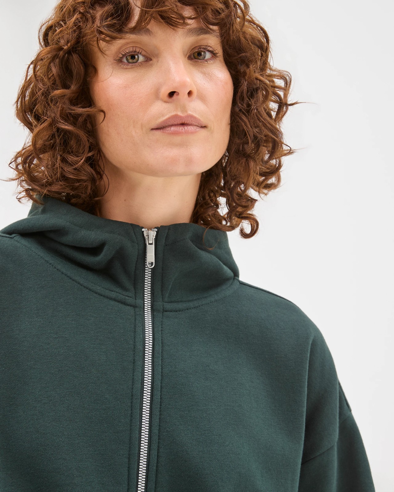 Active Australian Cotton Blend Fleece Zip Through Hoodie - Pine 5 of 5