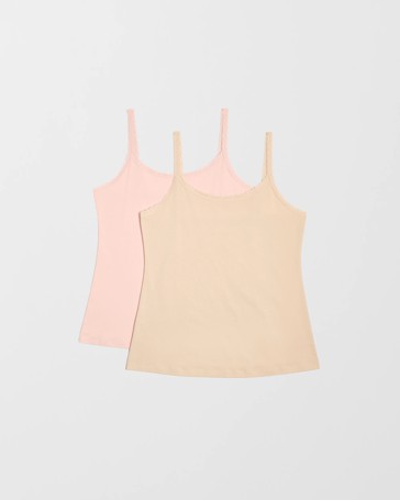 Australian Cotton Womens Lace Trim Cami 2 Pack