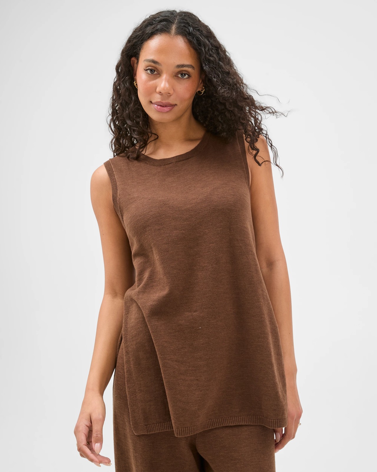 Australian Cotton Blend Longline Knit Tank Top 2 of 6