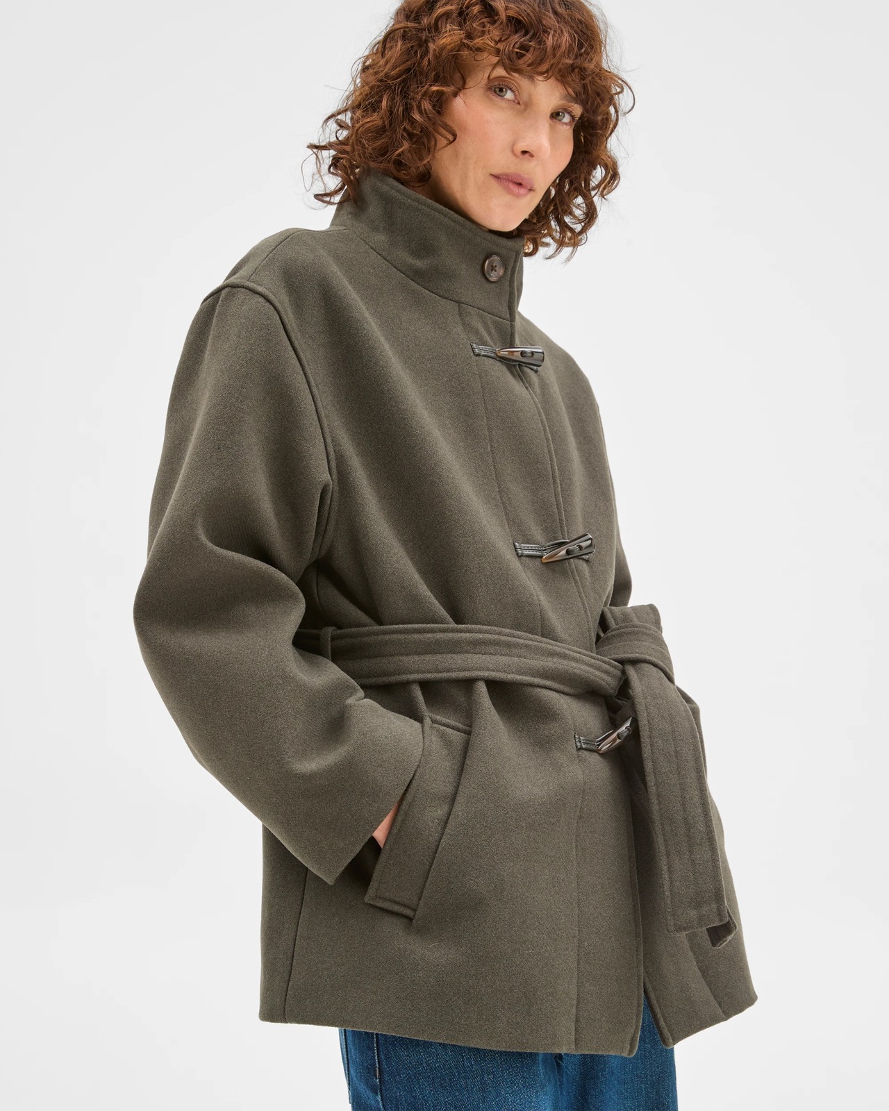 Tie Waist Duffle Coat - Oregano 5 of 5