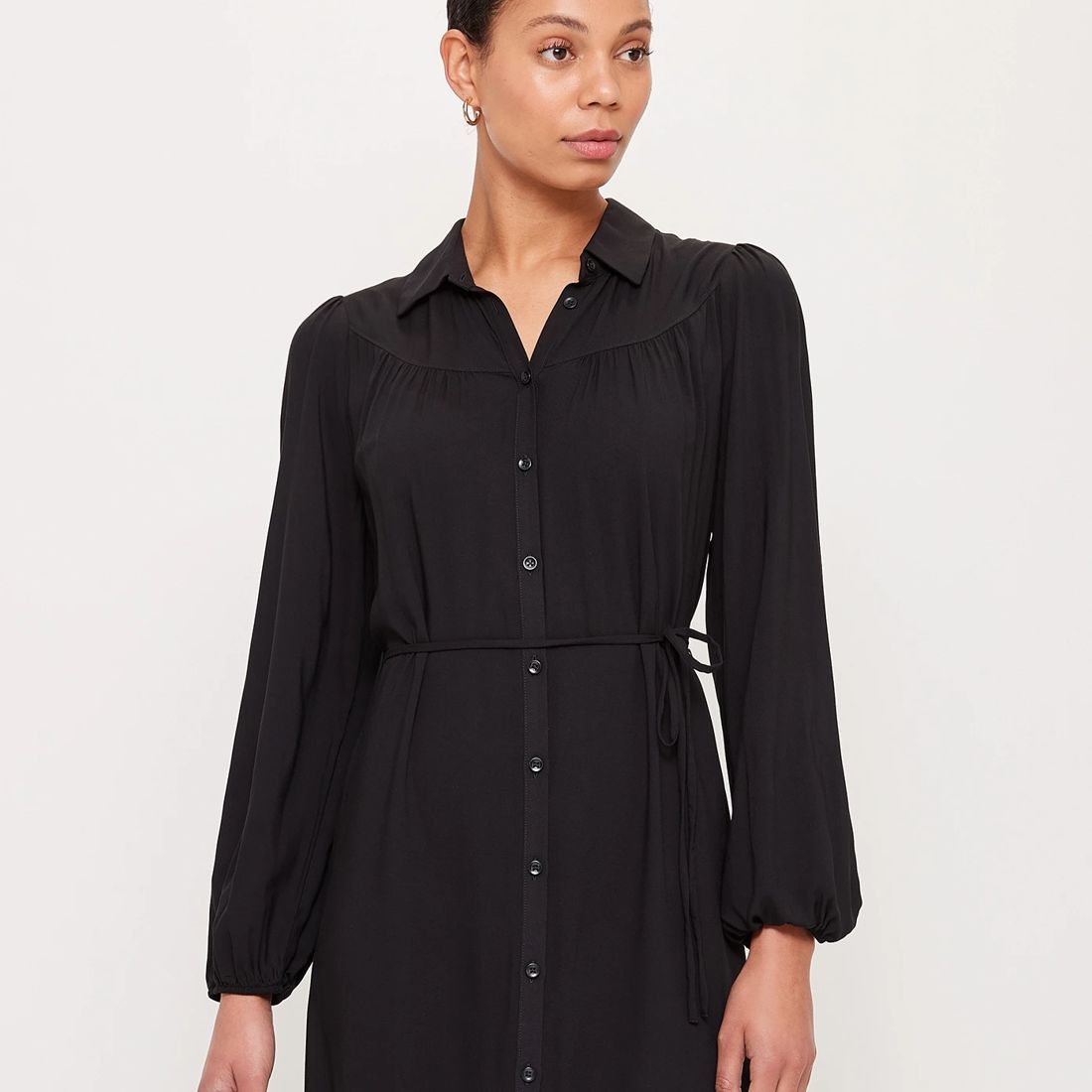 Long Sleeve Button Through Dress - Preview - Black | Target Australia