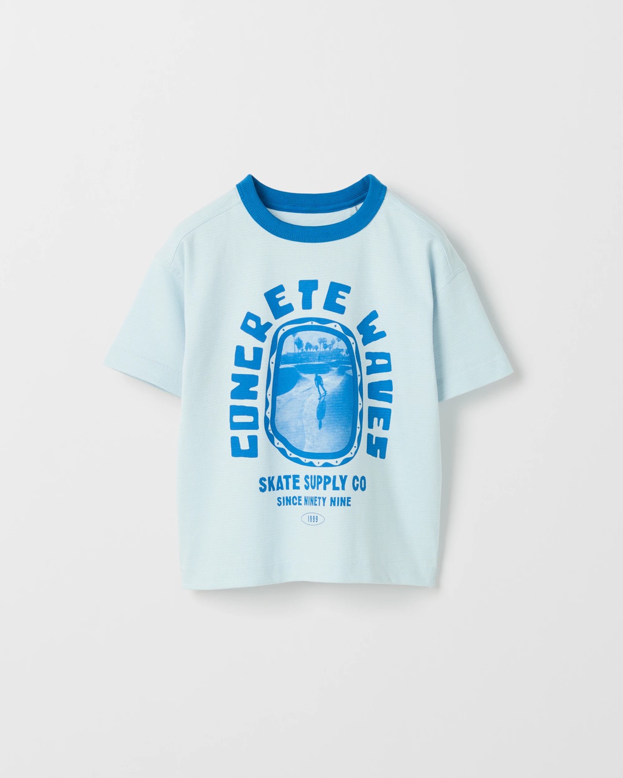 Australian Cotton Print T-shirt - Concrete Waves Blue 4 of 5
