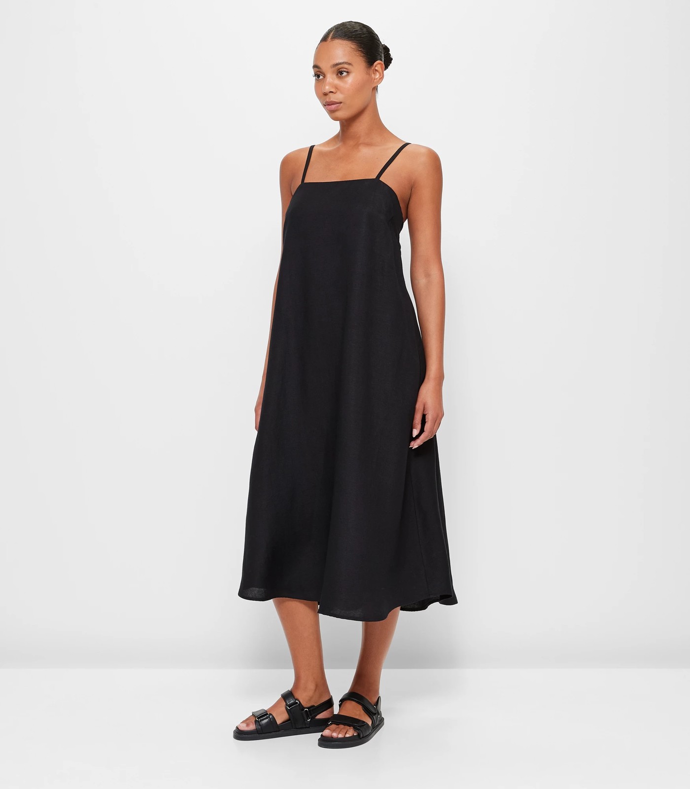 Linen Blend Strappy Midi Dress - Preview | Target Australia