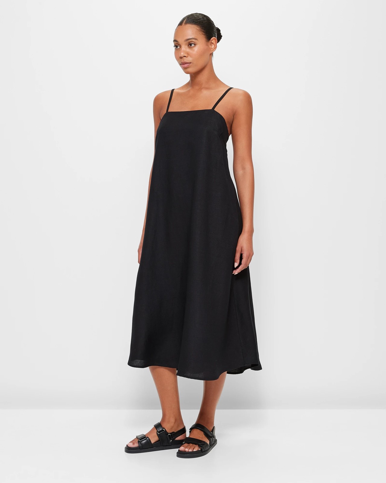 Linen Blend Strappy Midi Dress - Preview | Target Australia