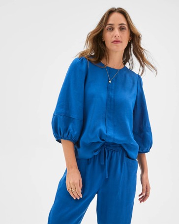 European Linen Femme Popover Blouse