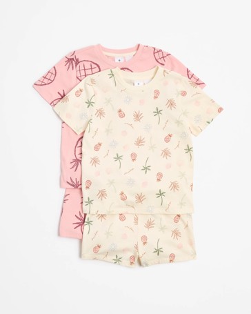 Australian Cotton Print Younger Girls Jersey Pyjama Set - 2 Pack