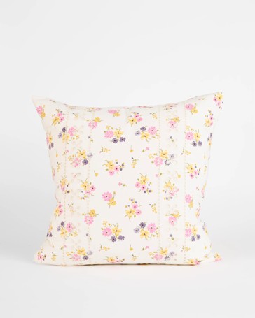 Dahlia Floral Embroidered European Pillowcase - Cloud