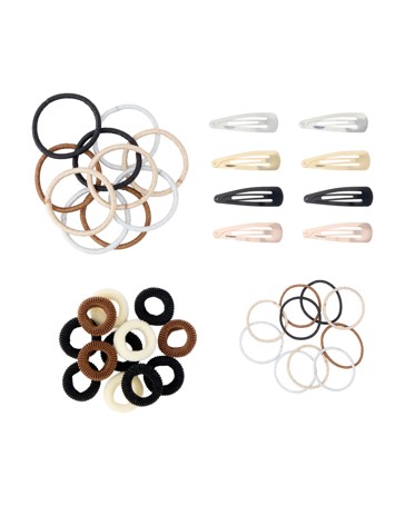 OXX Haircare 40 Piece Hair Elastics and Clips Pack