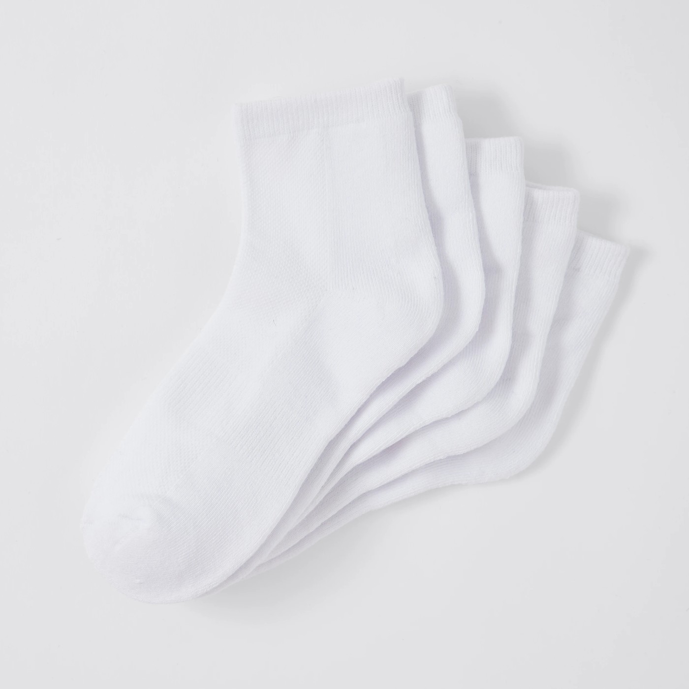 5 Pack Quarter Crew Sports Socks - White 2 of 2