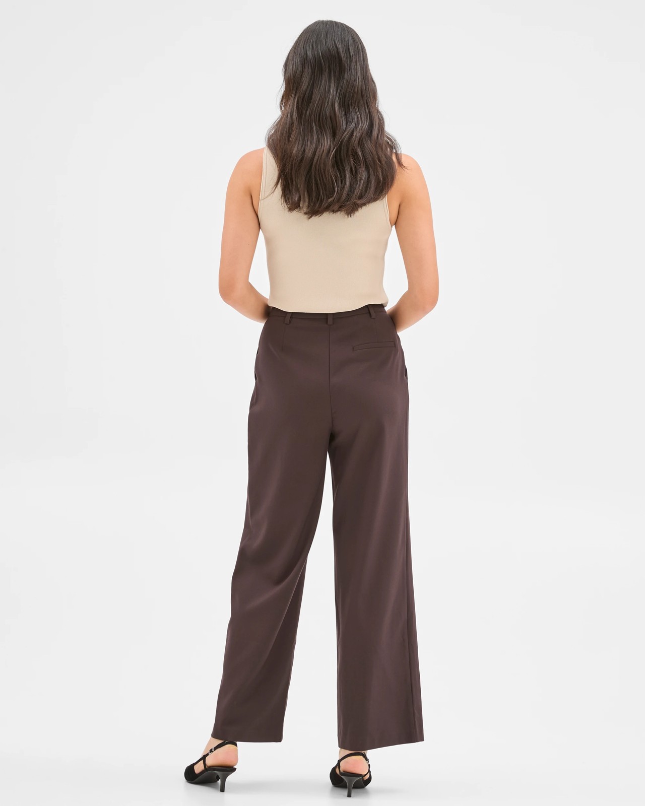 Preview Classic Pleat Front Wide Leg Pants - Coffee Bean 5 of 6