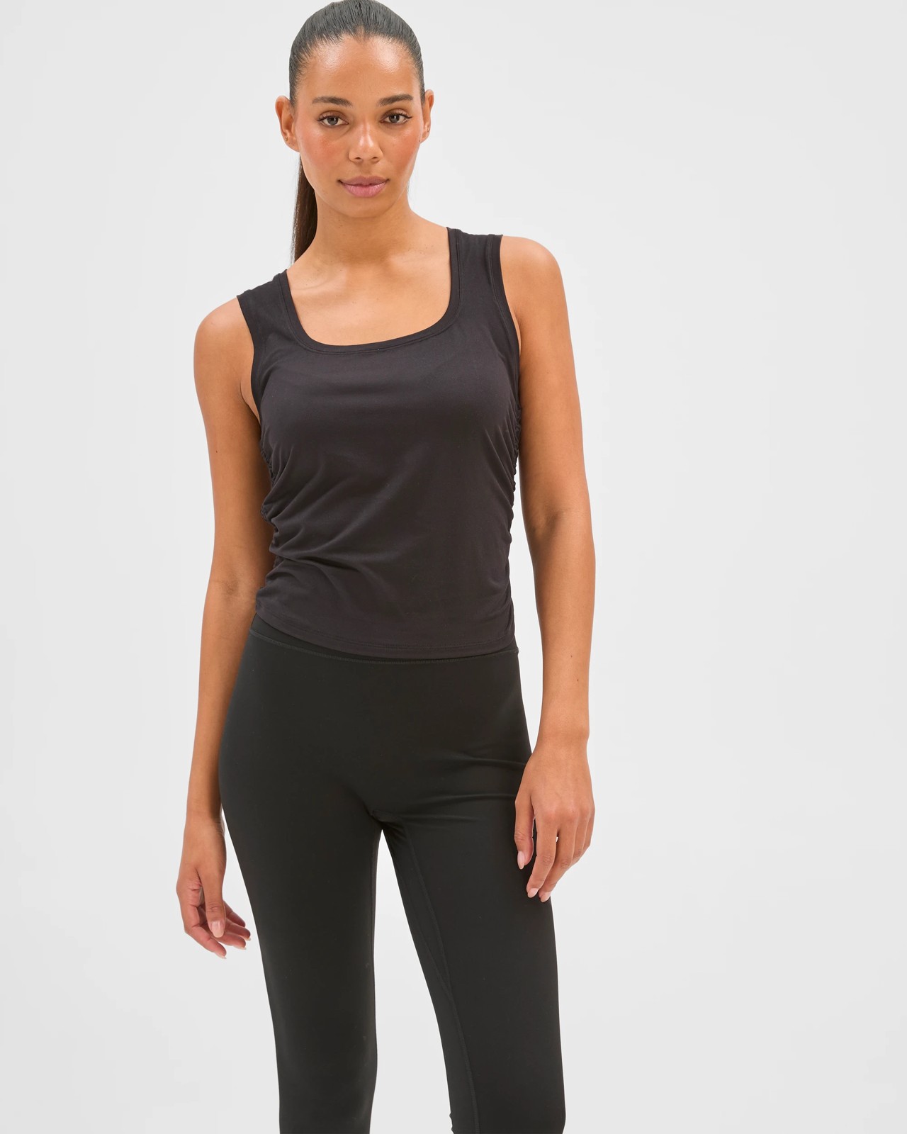 Active Studio Luxe Ruched Tank Top - Black 2 of 5