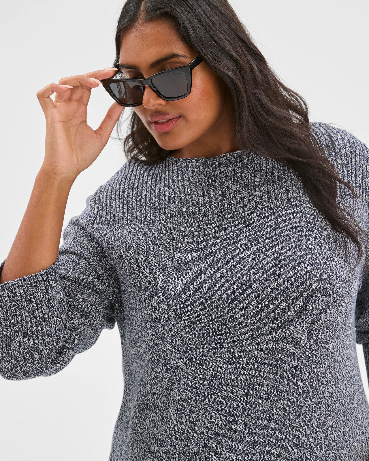 Plus Size Australian Cotton Blend Ottoman Twist Jumper - Petrol Twist 3 of 5